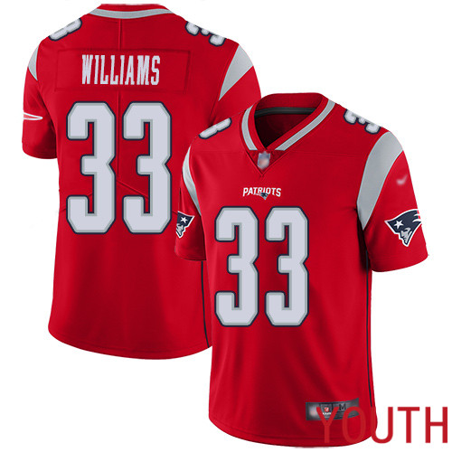 New England Patriots Football #33 Inverted Legend Limited Red Youth Joejuan Williams NFL Jersey